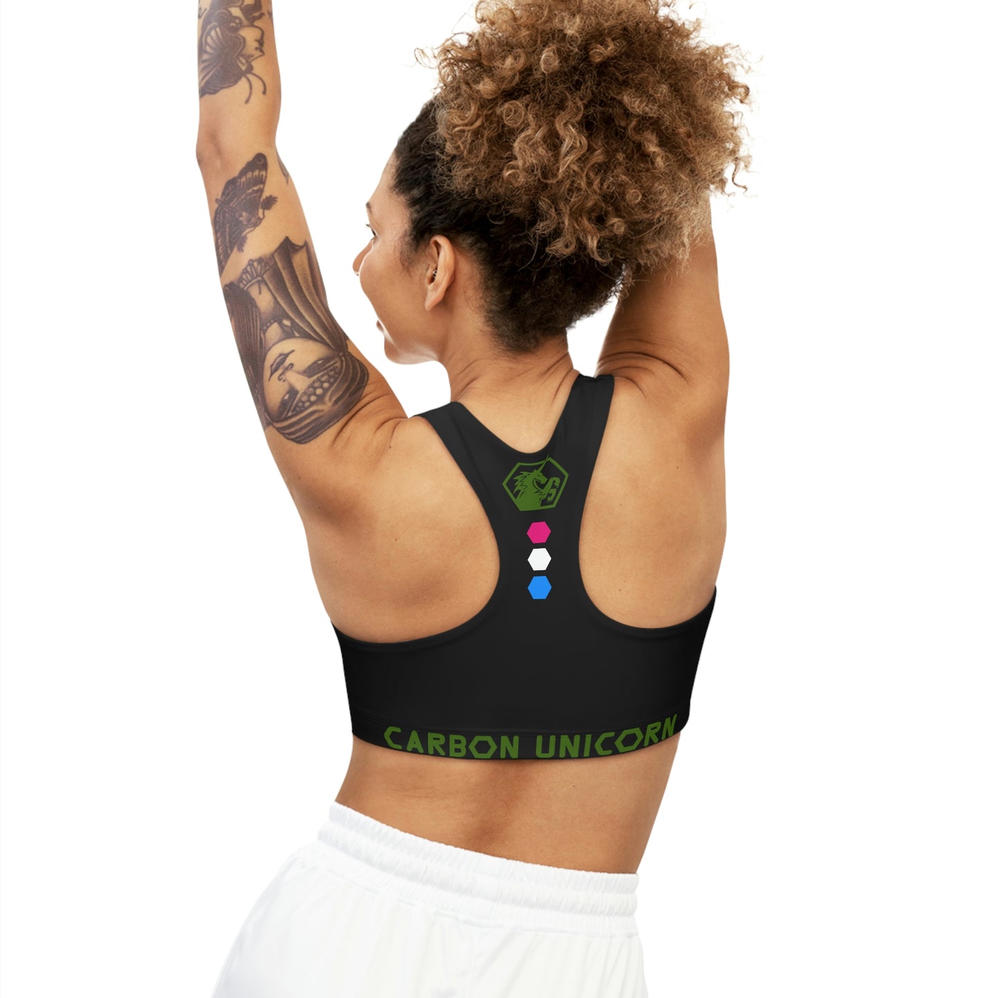 Black w/OD Green Seamless Sports Bra
