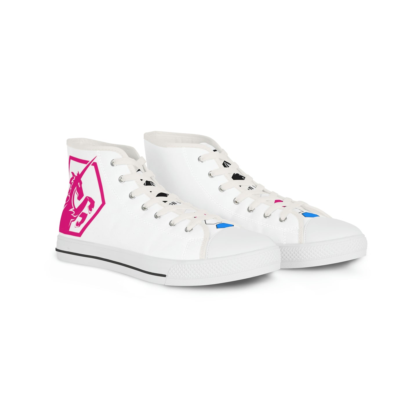 White w/Pink & Blue High Top Sneakers
