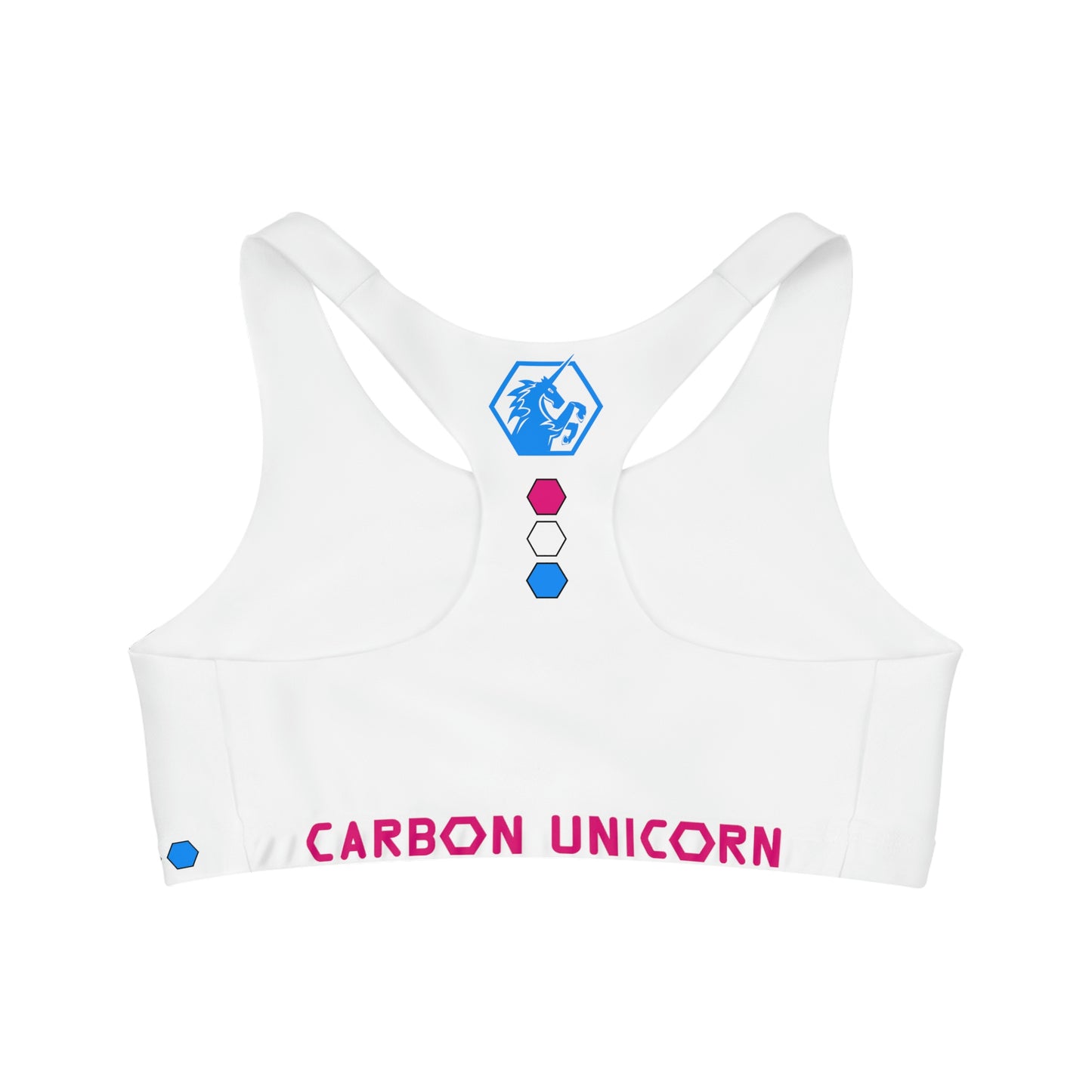 White w/Pink and Blue Seamless Sports Bra