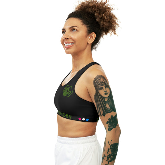 Black w/OD Green Seamless Sports Bra