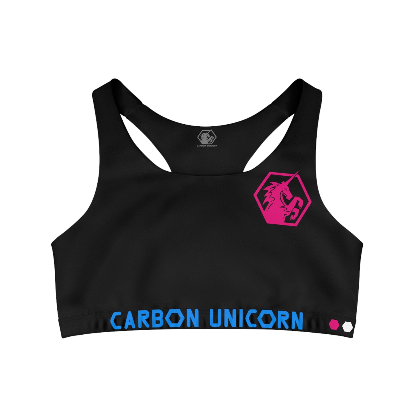 Black w/Pink and Blue Seamless Sports Bra