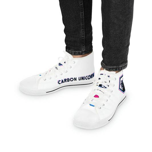 White w/3 Facets High Top Sneakers