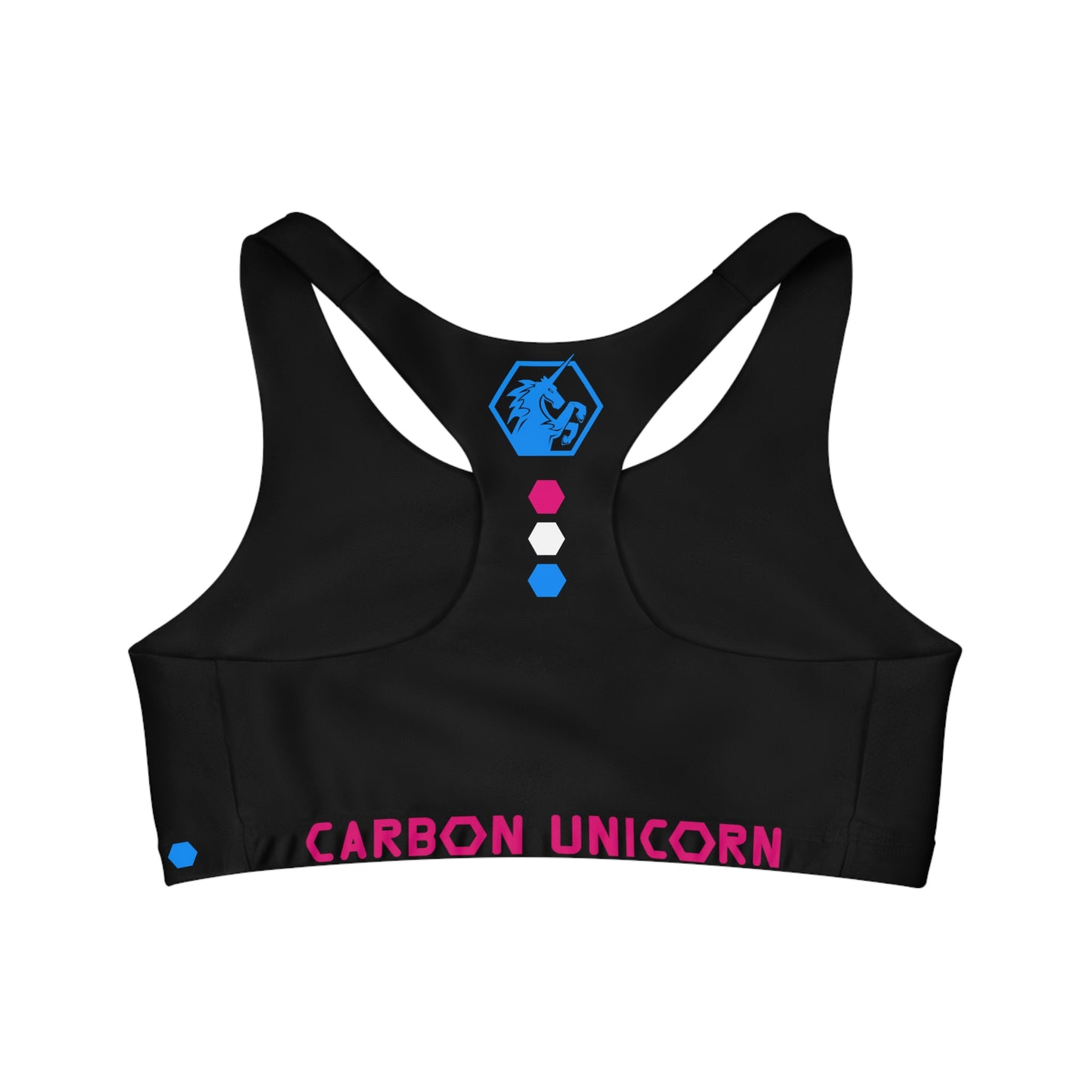 Black w/Pink and Blue Seamless Sports Bra