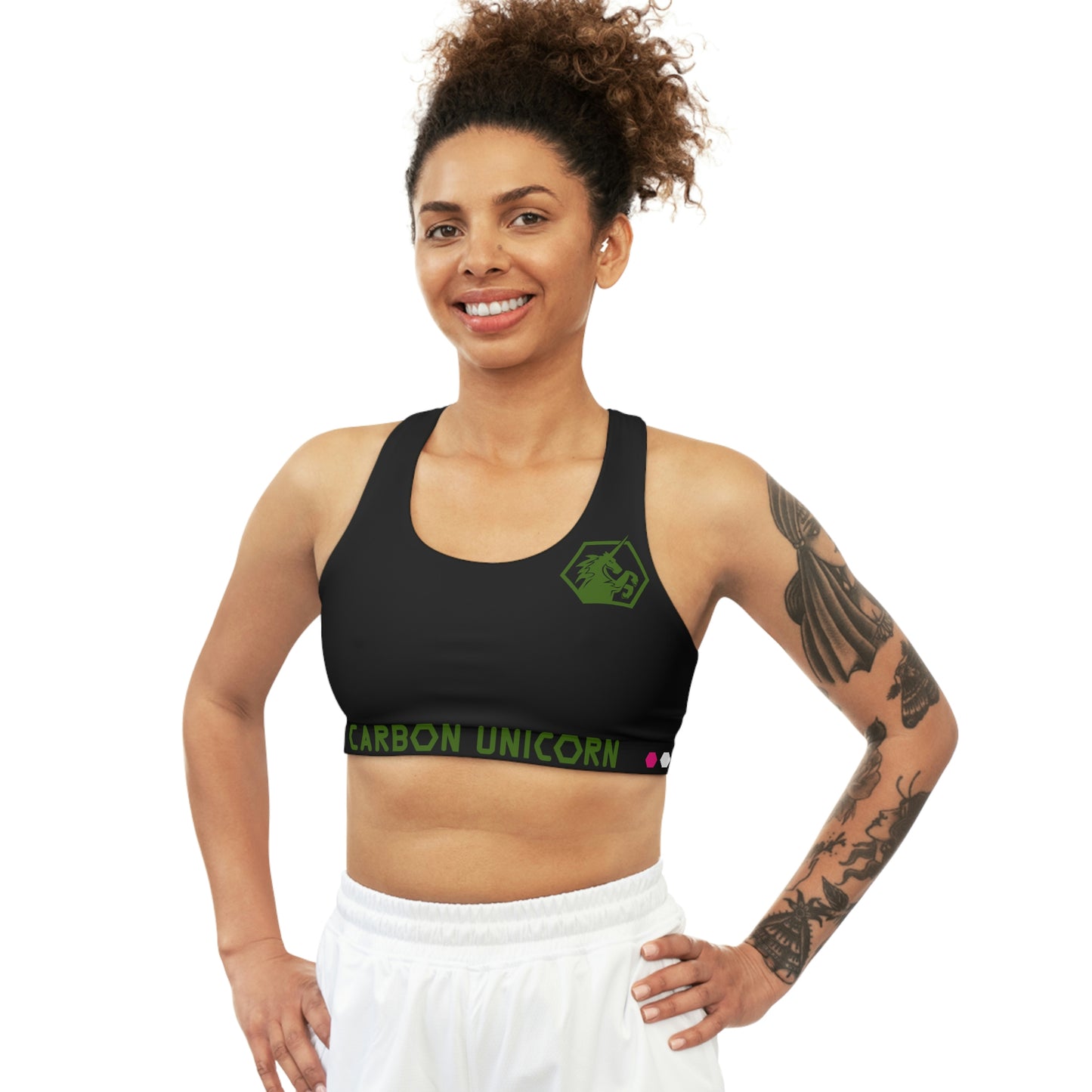 Black w/OD Green Seamless Sports Bra