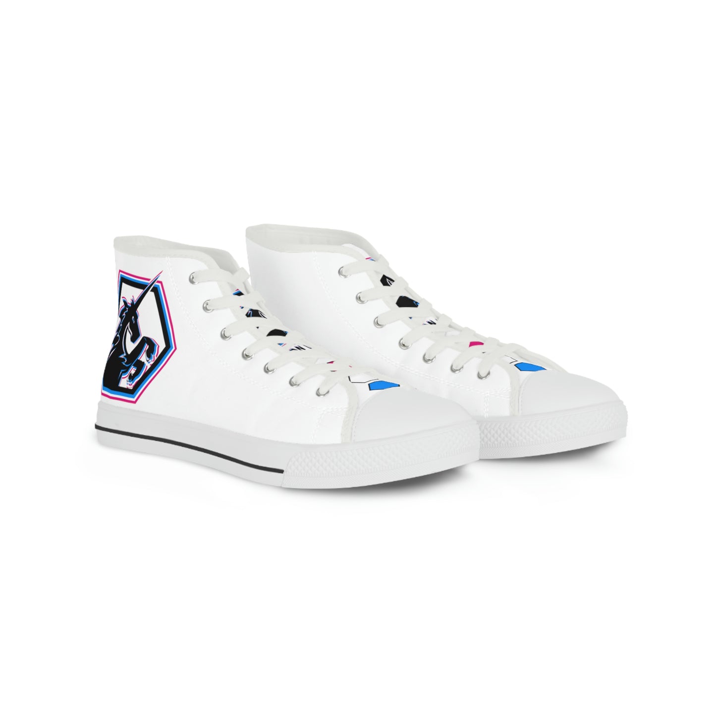 White w/3 Facets High Top Sneakers